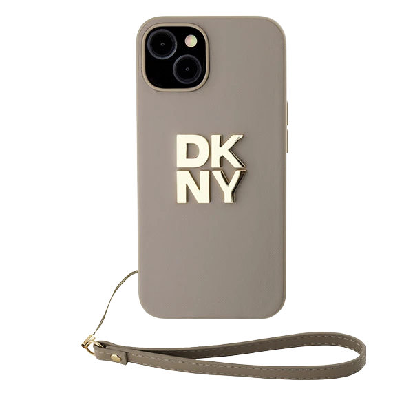 Dėklas Apple iPhone 13 / 14 / 15 DKNY Hardcase Wrist Strap Stock logotipas (DKHCP15SPBSWSE) smėlio spalvos aprašymas - Prekės nuotrauka