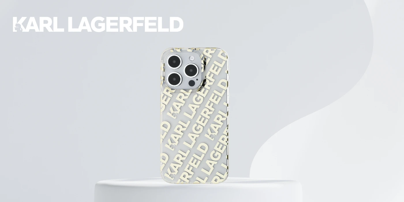 Apple iPhone 13 / 14 / 15 Karl Lagerfeld dėklas IML Fullover Logo (KLHCP15SHKFOEMD) aukso spalvos aprašymas - Prekės nuotrauka