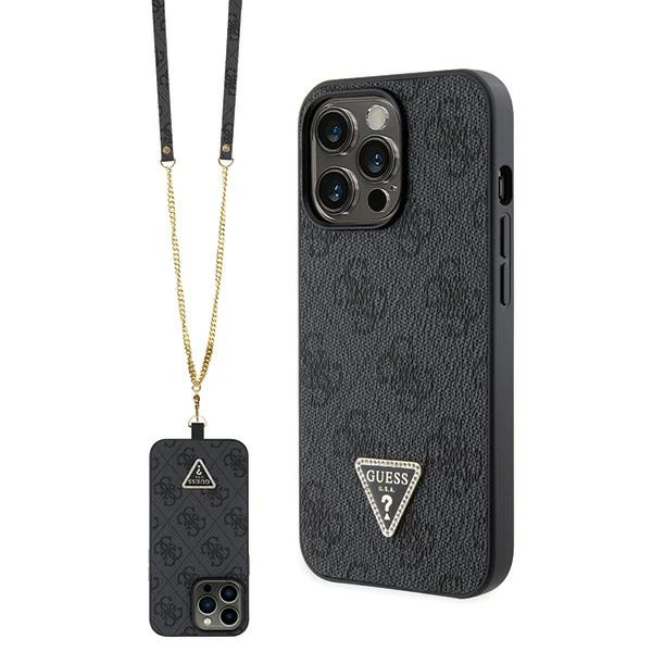 Apple iPhone 13 Pro Guess dėklas Crossbody 4G Metal Logo (GUHCP13LP4TDSCPK) juodos spalvos aprašymas - Prekės nuotrauka