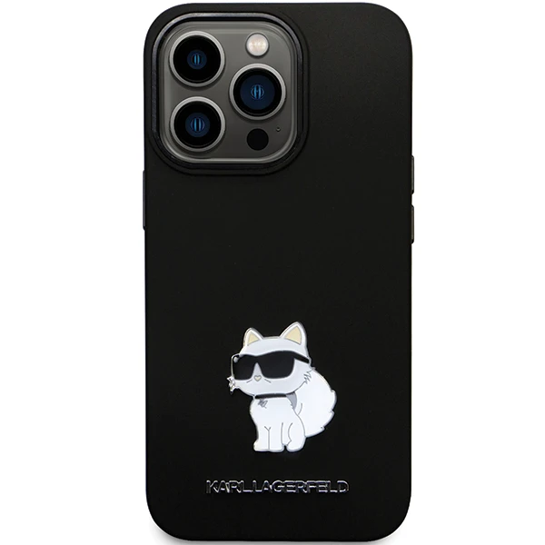 Apple iPhone 13 Pro Karl Lagerfeld dėklas Silicone C Metal Pin (KLHCP13LSMHCNPK) juodos spalvos aprašymas - Prekės nuotrauka