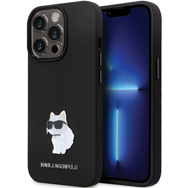 Apple iPhone 13 Pro Karl Lagerfeld dėklas Silicone C Metal Pin (KLHCP13LSMHCNPK) juodos spalvos aprašymas - Prekės nuotrauka