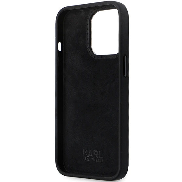 Apple iPhone 13 Pro Karl Lagerfeld dėklas Silicone C Metal Pin (KLHCP13LSMHCNPK) juodos spalvos aprašymas - Prekės nuotrauka