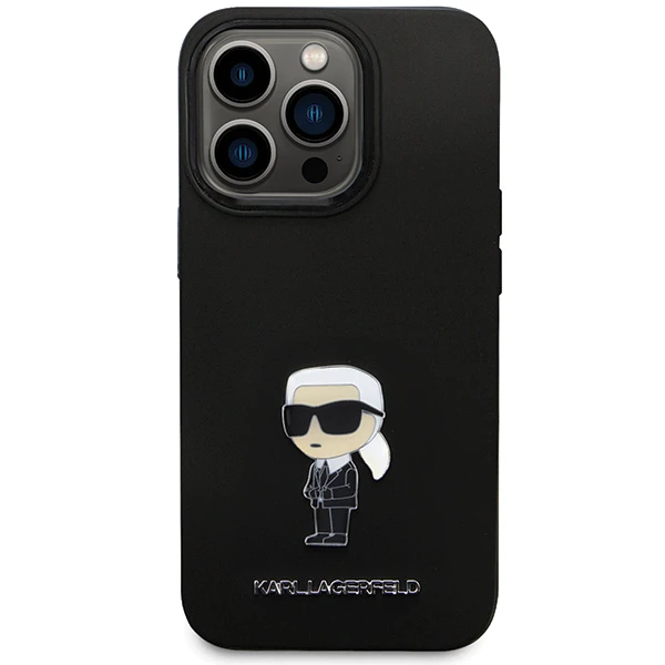 Apple iPhone 13 Pro Karl Lagerfeld silikoninis dėklas Ikonik Metal Pin (KLHCP13LSMHKNPK) juodos spalvos aprašymas - Prekės nuotrauka