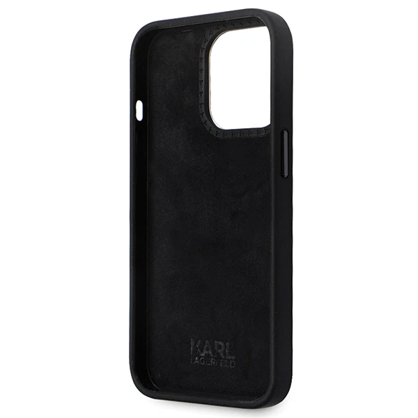 Apple iPhone 13 Pro Karl Lagerfeld silikoninis dėklas Ikonik Metal Pin (KLHCP13LSMHKNPK) juodos spalvos aprašymas - Prekės nuotrauka