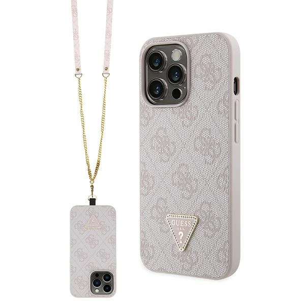 Apple iPhone 13 Pro Max Guess dėklas Crossbody 4G Metal Logo (GUHCP13XP4TDSCPP) rožinės spalvos aprašymas - Prekės nuotrauka