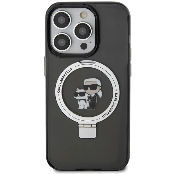 Apple iPhone 13 Pro Max Karl Lagerfeld dėklas Ring Stand Karl&Choupettte MagSafe (KLHMP13XHMRSKCK) juodos spalvos aprašymas - Prekės nuotrauka