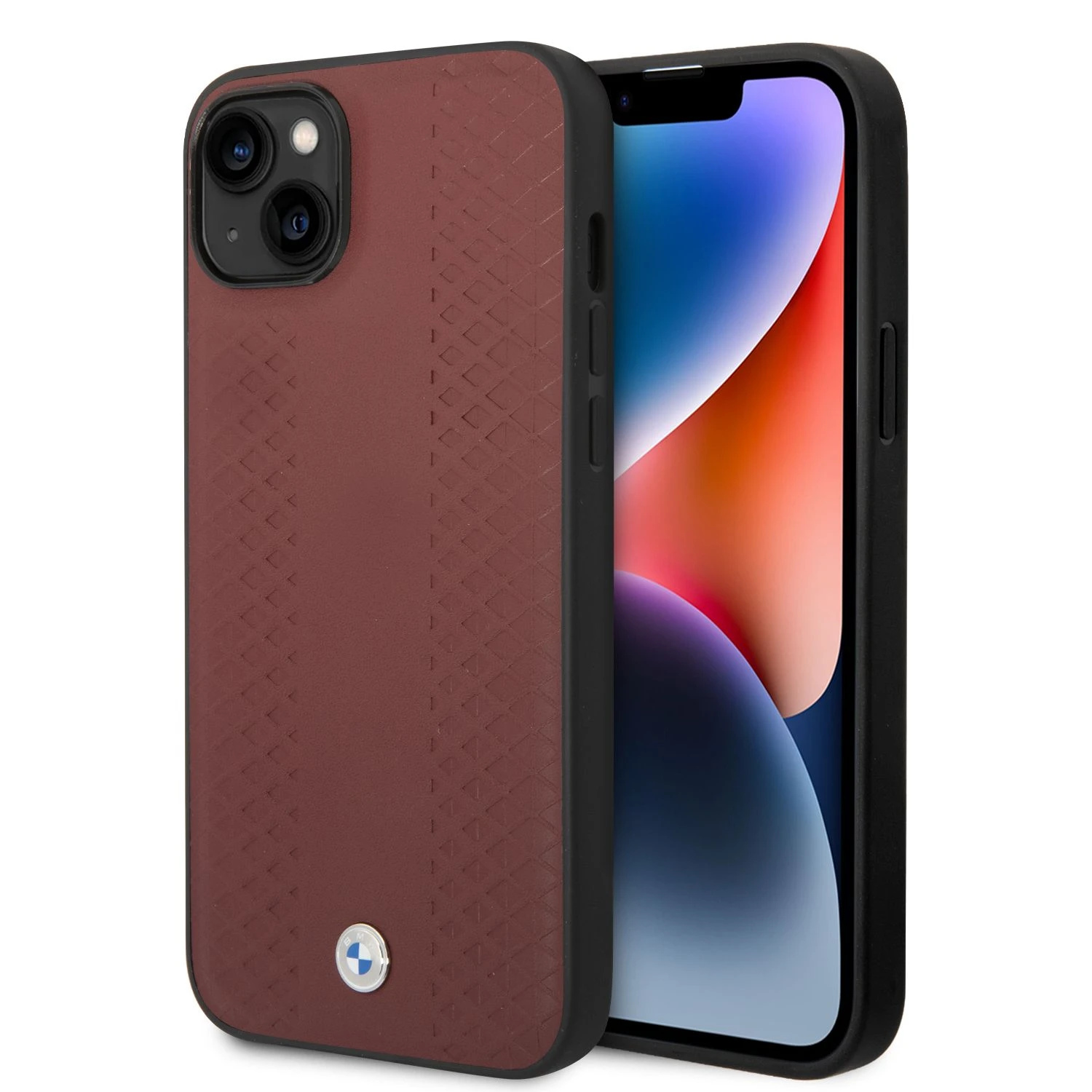Apple iPhone 14 BMW odinis dėklas Diamond Pattern (BMHCP14S22RFGR) burgundy aprašymas - Prekės nuotrauka Apple iPhone 14 BMW odinis dėklas Diamond Pattern (BMHCP14S22RFGR) burgundy aprašymas - Prekės nuotrauka