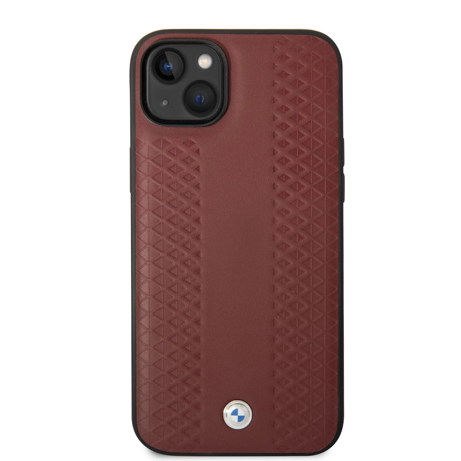 Apple iPhone 14 BMW odinis dėklas Diamond Pattern (BMHCP14S22RFGR) burgundy aprašymas - Prekės nuotrauka Apple iPhone 14 BMW odinis dėklas Diamond Pattern (BMHCP14S22RFGR) burgundy aprašymas - Prekės nuotrauka