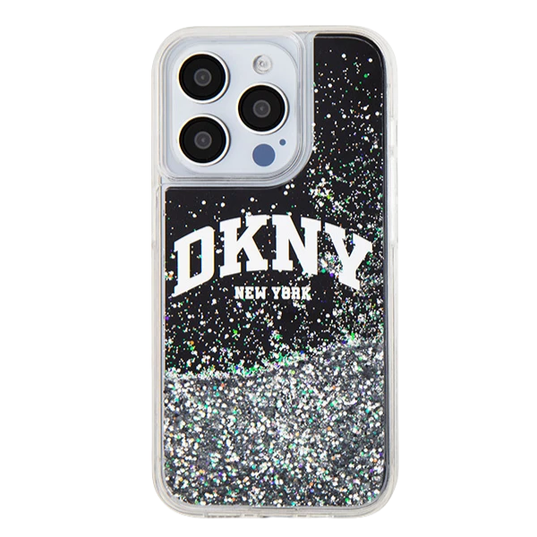 Apple iPhone 14 plus / 15 plus DKNY dėklas Liquid Glitter Big Logo (DKHCP15MLBNAEK) juodos spalvos aprašymas - Prekės nuotrauka