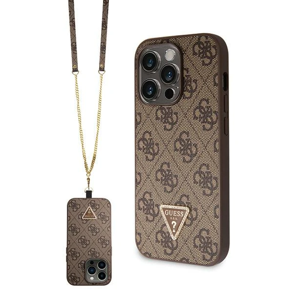 Apple iPhone 14 Pro Guess dėklas Crossbody 4G Metal Logo (GUHCP14LP4TDSCPW) rudos spalvos aprašymas - Prekės nuotrauka Apple iPhone 14 Pro Guess dėklas Crossbody 4G Metal Logo (GUHCP14LP4TDSCPW) rudos spalvos aprašymas - Prekės nuotrauka