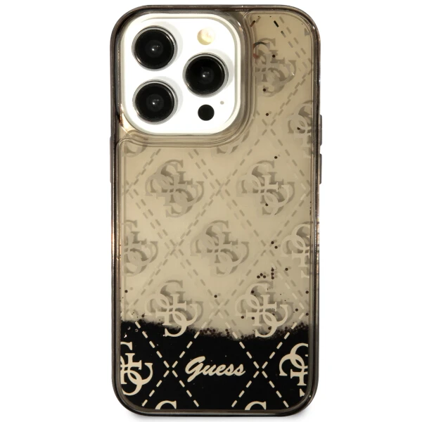 Apple iPhone 14 Pro Guess dėklas Liquid Glitter 4G Transculent (GUHCP14LLC4PSGK) juodos spalvos aprašymas - Prekės nuotrauka