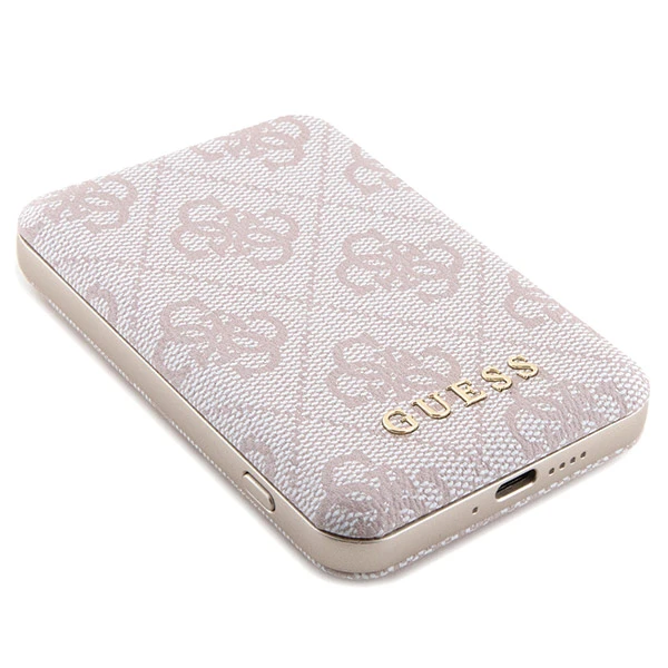 Apple iPhone 14 PRO Guess dėklas + Powerbank MagSafe 4G Metal Logo 5000mAh (GUBPM5P14L4GEMGP) rožinės spalvos aprašymas - Prekės nuotrauka