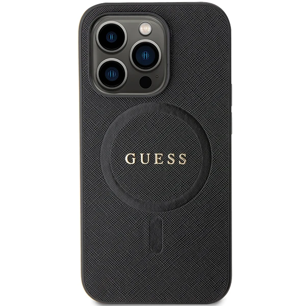 Apple iPhone 14 Pro Guess dėklas Saffiano MagSafe (GUHMP14LPSAHMCK) juodos spalvos aprašymas - Prekės nuotrauka Apple iPhone 14 Pro Guess dėklas Saffiano MagSafe (GUHMP14LPSAHMCK) juodos spalvos aprašymas - Prekės nuotrauka