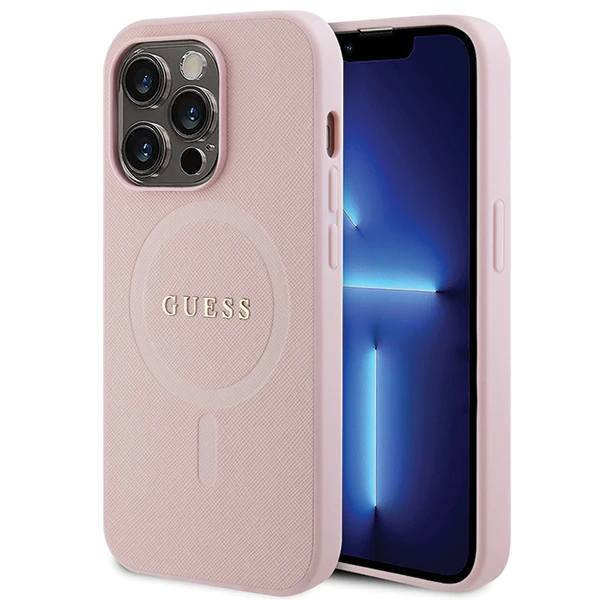 Apple iPhone 14 Pro Guess dėklas Saffiano MagSafe (GUHMP14LPSAHMCP) rožinės spalvos aprašymas - Prekės nuotrauka Apple iPhone 14 Pro Guess dėklas Saffiano MagSafe (GUHMP14LPSAHMCP) rožinės spalvos aprašymas - Prekės nuotrauka