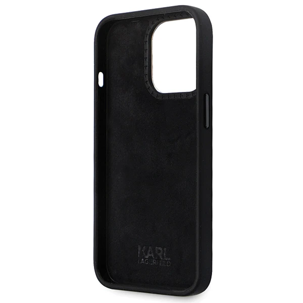 Apple iPhone 14 Pro Karl Lagerfeld dėklas Silicone C Metal Pin (KLHCP14LSMHCNPK) juodos spalvos aprašymas - Prekės nuotrauka