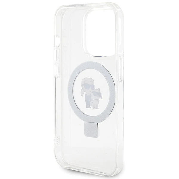 Apple iPhone 14 Pro Karl Lagerfeld dėklas Ring Stand Karl&Choupettte MagSafe (KLHMP14LHMRSKCH) baltos spalvos aprašymas - Prekės nuotrauka