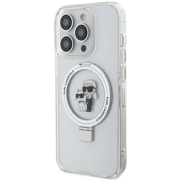 Apple iPhone 14 Pro Karl Lagerfeld dėklas Ring Stand Karl&Choupettte MagSafe (KLHMP14LHMRSKCH) baltos spalvos aprašymas - Prekės nuotrauka
