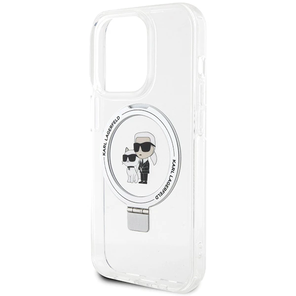 Apple iPhone 14 Pro Karl Lagerfeld dėklas Ring Stand Karl&Choupettte MagSafe (KLHMP14LHMRSKCH) baltos spalvos aprašymas - Prekės nuotrauka