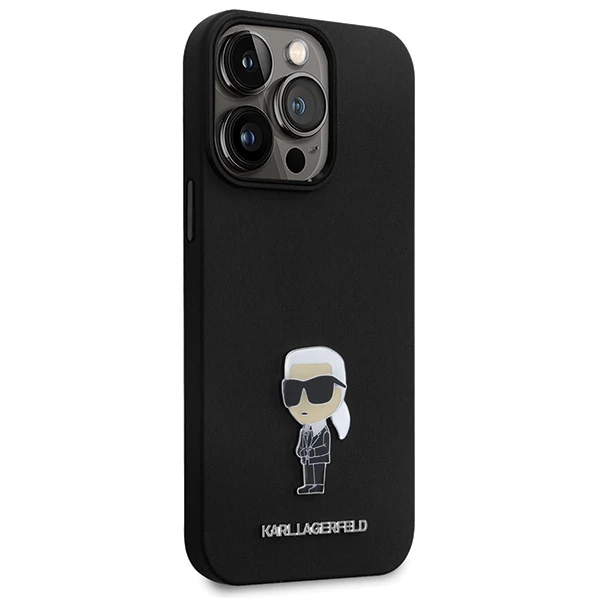 Apple iPhone 14 Pro Max Karl Lagerfeld silikoninis dėklas Ikonik Metal Pin (KLHCP14XSMHKNPK) juodos spalvos aprašymas - Prekės nuotrauka Apple iPhone 14 Pro Max Karl Lagerfeld silikoninis dėklas Ikonik Metal Pin (KLHCP14XSMHKNPK) juodos spalvos aprašymas - Prekės nuotrauka