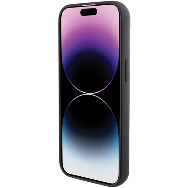 Apple iPhone 15 Karl Lagerfeld dėklas Fixed Glitter Ikonik Logo Metal Pin (KLHCP15SGKNPSK) juodos spalvos aprašymas - Prekės nuotrauka