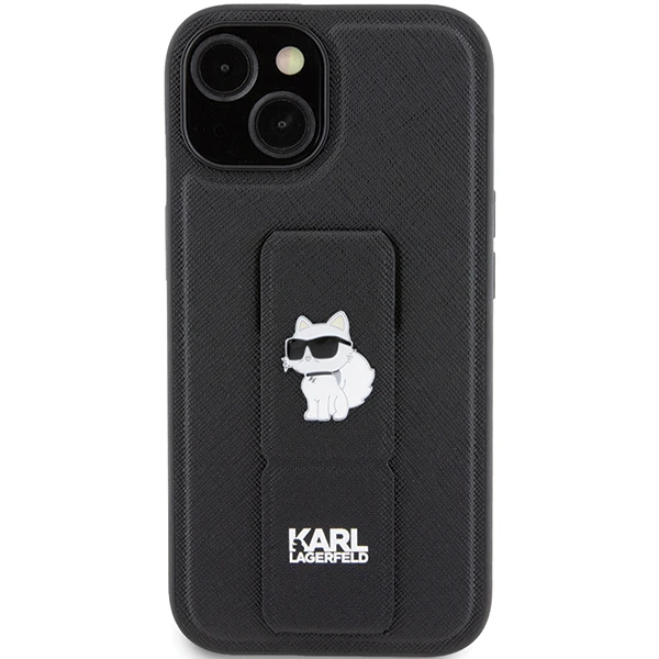 Apple iPhone 15 Karl Lagerfeld dėklas Gripstand Saffiano Choupette Pins (KLHCP15SGSACHPK) juodos spalvos aprašymas - Prekės nuotrauka Apple iPhone 15 Karl Lagerfeld dėklas Gripstand Saffiano Choupette Pins (KLHCP15SGSACHPK) juodos spalvos aprašymas - Prekės nuotrauka