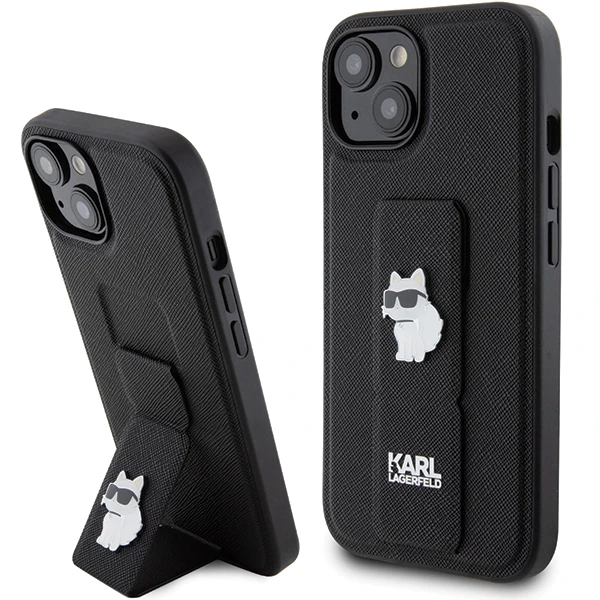 Apple iPhone 15 Karl Lagerfeld dėklas Gripstand Saffiano Choupette Pins (KLHCP15SGSACHPK) juodos spalvos aprašymas - Prekės nuotrauka Apple iPhone 15 Karl Lagerfeld dėklas Gripstand Saffiano Choupette Pins (KLHCP15SGSACHPK) juodos spalvos aprašymas - Prekės nuotrauka