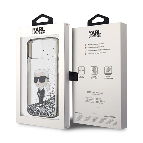 Apple iPhone 15 Karl Lagerfeld dėklas Liquid Glitter Ikonik (KLHCP15SLKKNSK) skaidrus aprašymas - Prekės nuotrauka Apple iPhone 15 Karl Lagerfeld dėklas Liquid Glitter Ikonik (KLHCP15SLKKNSK) skaidrus aprašymas - Prekės nuotrauka