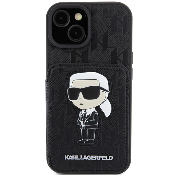 Apple iPhone 15 Karl Lagerfeld dėklas Saffiano Cardslots and Stand Monogram Ikonik Patch (KLHCP15SSAKKNSCK) juodos spalvos aprašymas - Prekės nuotrauka Apple iPhone 15 Karl Lagerfeld dėklas Saffiano Cardslots and Stand Monogram Ikonik Patch (KLHCP15SSAKKNSCK) juodos spalvos aprašymas - Prekės nuotrauka