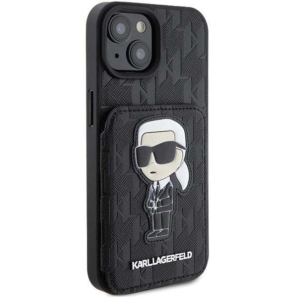 Apple iPhone 15 Karl Lagerfeld dėklas Saffiano Cardslots and Stand Monogram Ikonik Patch (KLHCP15SSAKKNSCK) juodos spalvos aprašymas - Prekės nuotrauka Apple iPhone 15 Karl Lagerfeld dėklas Saffiano Cardslots and Stand Monogram Ikonik Patch (KLHCP15SSAKKNSCK) juodos spalvos aprašymas - Prekės nuotrauka