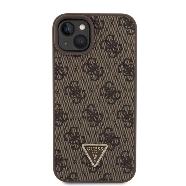 Apple iPhone 15 Plus Guess dėklas Crossbody 4G Metal Logo (GUHCP15MP4TDSCPW) rudos spalvos aprašymas - Prekės nuotrauka