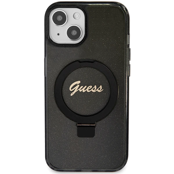 Apple iPhone 15 Plus Guess dėklas Ring Stand Script Glitter MagSafe (GUHMP15MHRSGSK) juodos spalvos aprašymas - Prekės nuotrauka Apple iPhone 15 Plus Guess dėklas Ring Stand Script Glitter MagSafe (GUHMP15MHRSGSK) juodos spalvos aprašymas - Prekės nuotrauka