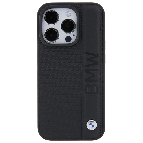 Apple iPhone 15 Pro BMW Bookcase Leather Textured&Stripe (BMHCP15L22RDPK) telefono dėklas juodos spalvos aprašymas - Prekės nuotrauka