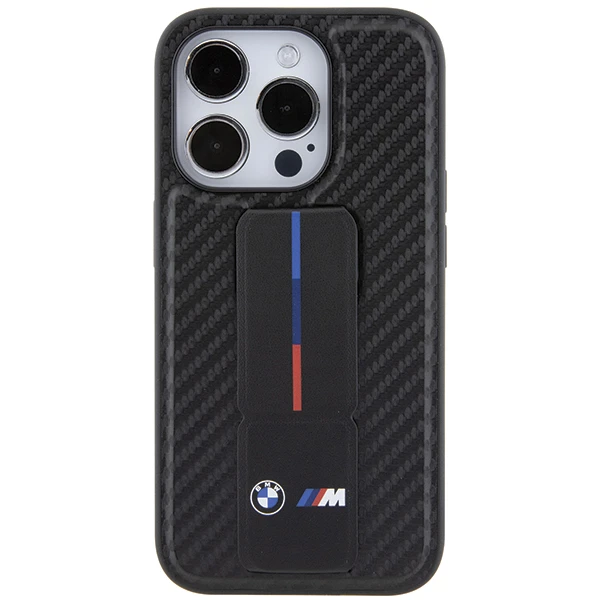 Apple iPhone 15 Pro BMW dėklas Grip Stand Smooth & Carbon (BMHCP15LGSPCCK) juodos spalvos aprašymas - Prekės nuotrauka Apple iPhone 15 Pro BMW dėklas Grip Stand Smooth & Carbon (BMHCP15LGSPCCK) juodos spalvos aprašymas - Prekės nuotrauka
