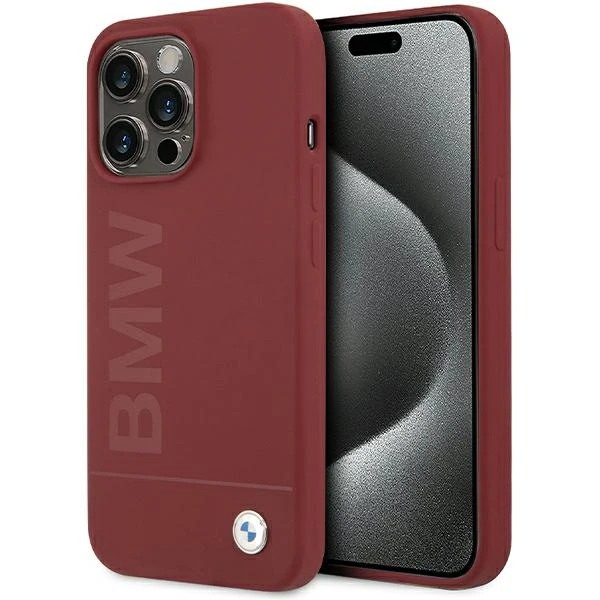 Apple iPhone 15 Pro BMW dėklas silikoninis Big Logo MagSafe (BMHMP15LSLBLRE) raudonos spalvos aprašymas - Prekės nuotrauka