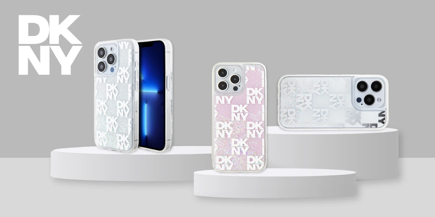 Apple iPhone 15 Pro DKNY dėklas Liquid Glitter Multilogo (DKHCP15LLCPEPT) baltos spalvos aprašymas - Prekės nuotrauka