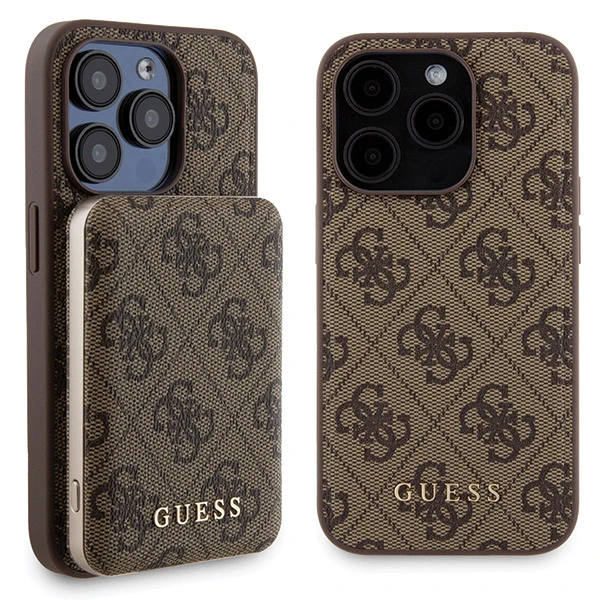 Apple iPhone 15 PRO Guess dėklas + Powerbank MagSafe 4G Metal Logo 5000mAh (GUBPM5P15L4GEMGW) rudos spalvos aprašymas - Prekės nuotrauka Apple iPhone 15 PRO Guess dėklas + Powerbank MagSafe 4G Metal Logo 5000mAh (GUBPM5P15L4GEMGW) rudos spalvos aprašymas - Prekės nuotrauka