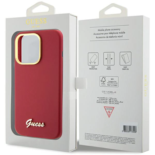 Apple iPhone 15 Pro Guess dėklas Silicone Script Metal Logo & Frame (GUHCP15LSMBSLM) raudonos spalvos aprašymas - Prekės nuotrauka Apple iPhone 15 Pro Guess dėklas Silicone Script Metal Logo & Frame (GUHCP15LSMBSLM) raudonos spalvos aprašymas - Prekės nuotrauka