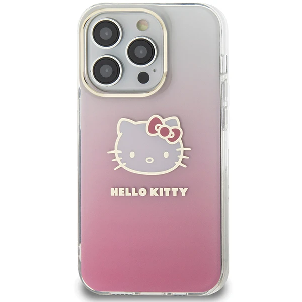 Apple iPhone 15 Pro Hello Kitty dėklas IML Gradient Electrop Kitty Head (HKHCP15LHDGKEP) rožinės spalvos aprašymas - Prekės nuotrauka