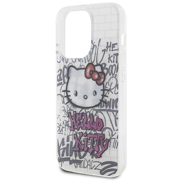 Apple iPhone 15 Pro Hello Kitty dėklas IML Kitty On Bricks Graffiti (HKHCP15LHDGPHT) baltos spalvos aprašymas - Prekės nuotrauka
