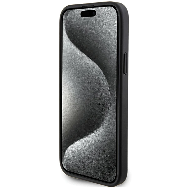 Apple iPhone 15 Pro Karl Lagerfeld dėklas Saffiano Cardslot Karl&Choupette Metal Pin (KLHCP15LSAPKCNPK) juodos spalvos aprašymas - Prekės nuotrauka