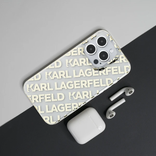 Apple iPhone 15 Pro Karl Lagerfeld dėklas IML Fullover Logo (KLHCP15LHKFOEMD) aukso spalvos aprašymas - Prekės nuotrauka