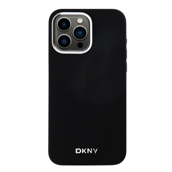 Apple iPhone 15 Pro Max DKNY dėklas Liquid Silicone Small Metal Logo MagSafe (DKHMP15XSMCHLK) juodos spalvos aprašymas - Prekės nuotrauka