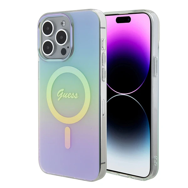 Dėklas GUESS GUHMP15XHITSQ IPHONE 15 PRO MAX TURQUOISE / TURQUOISE HARDCASE IML IRIDESCENT MAGSAFE aprašymas - Prekės nuotrauka