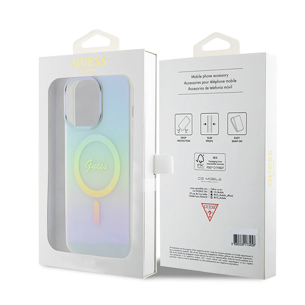 Dėklas GUESS GUHMP15XHITSQ IPHONE 15 PRO MAX TURQUOISE / TURQUOISE HARDCASE IML IRIDESCENT MAGSAFE aprašymas - Prekės nuotrauka