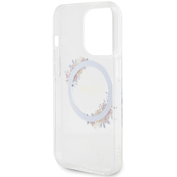 GUESS GUHMP15XHFWFFCT IPHONE 15 PRO MAX 6,7 col. permatomas kietas dėklas IML FLOWERS WREATCH MAGSAFE aprašymas - Prekės nuotrauka