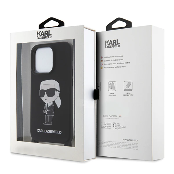 Apple iPhone 15 Pro Max Karl Lagerfeld dėklas juodos spalvos Crossbody silikoninis Ikonik (Klhcp15xcbsknk) juodos spalvos aprašymas - Prekės nuotrauka