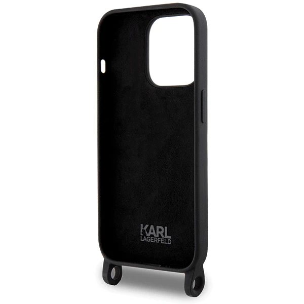 Apple iPhone 15 Pro Max Karl Lagerfeld dėklas juodos spalvos Crossbody silikoninis Ikonik (Klhcp15xcbsknk) juodos spalvos aprašymas - Prekės nuotrauka