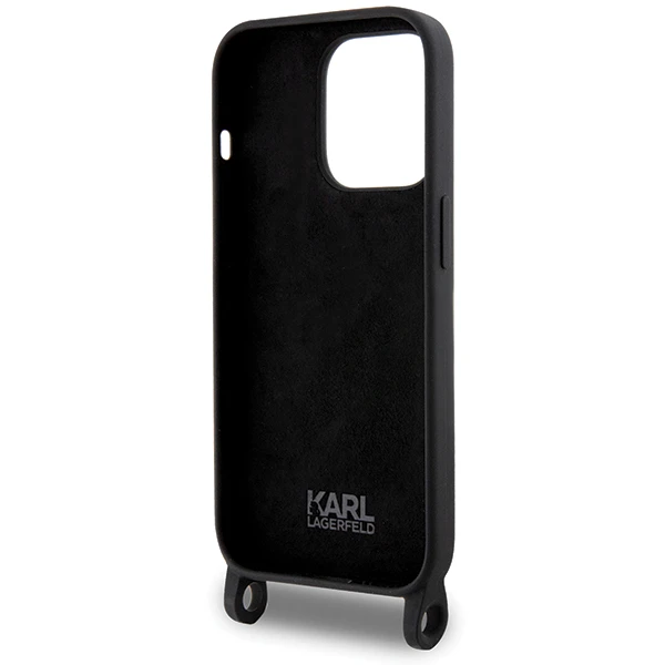 Apple iPhone 15 Pro Max Karl Lagerfeld dėklas Crossbody silikoninis Choupette (KLHCP15XSCBSCNK) juodos spalvos aprašymas - Prekės nuotrauka