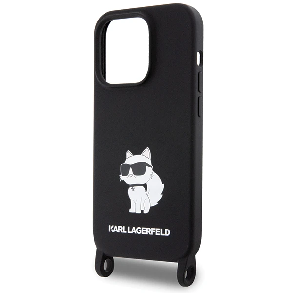 Apple iPhone 15 Pro Max Karl Lagerfeld dėklas Crossbody silikoninis Choupette (KLHCP15XSCBSCNK) juodos spalvos aprašymas - Prekės nuotrauka