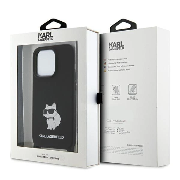 Apple iPhone 15 Pro Max Karl Lagerfeld dėklas Crossbody silikoninis Choupette (KLHCP15XSCBSCNK) juodos spalvos aprašymas - Prekės nuotrauka
